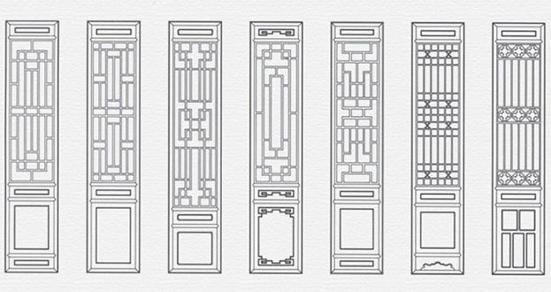 大峪镇常用中式仿古花窗图案隔断设计图